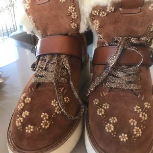 Coach suede fur lined boots